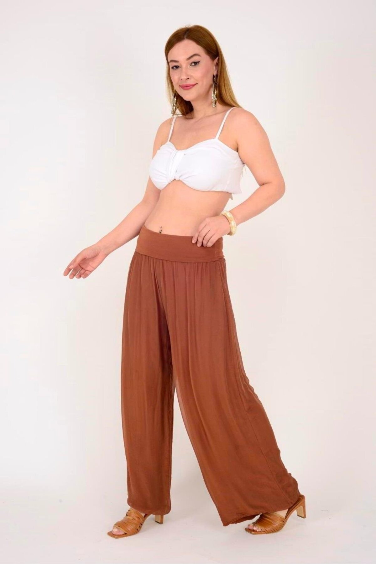 Tarçın İtalyan Korse Belli Astarlı İpek Pantolon - Bohem Stil