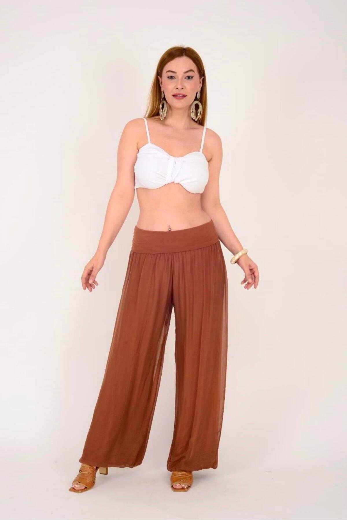 Tarçın İtalyan Korse Belli Astarlı İpek Pantolon - Bohem Stil