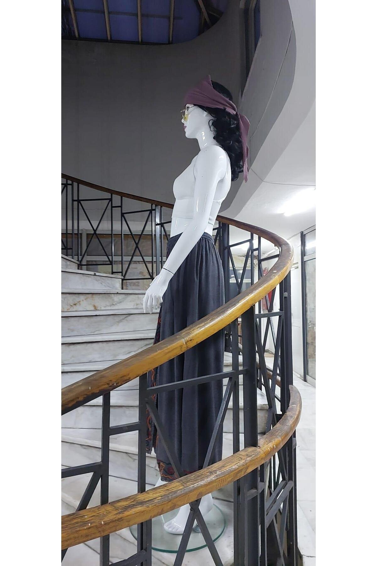 Antrasit Otantik Nakış İşlemeli Harem Şalvar Pantolon - EREN STYLE