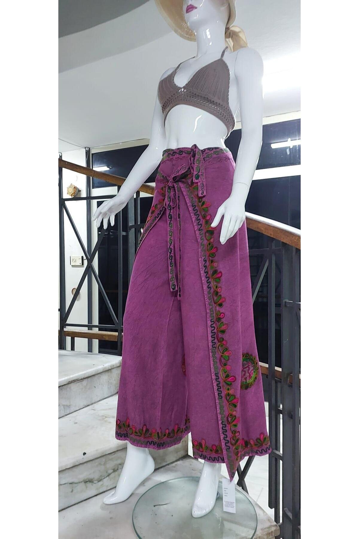 Gül Kurusu Otantik Nakış İşlemeli Harem Şalvar Pantolon - EREN STYLE