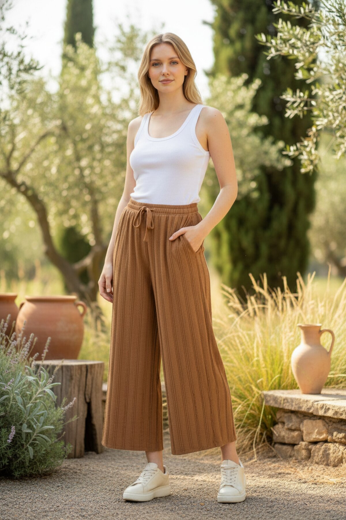 Kahverengi Geniş Paça Pantolon - EREN STYLE