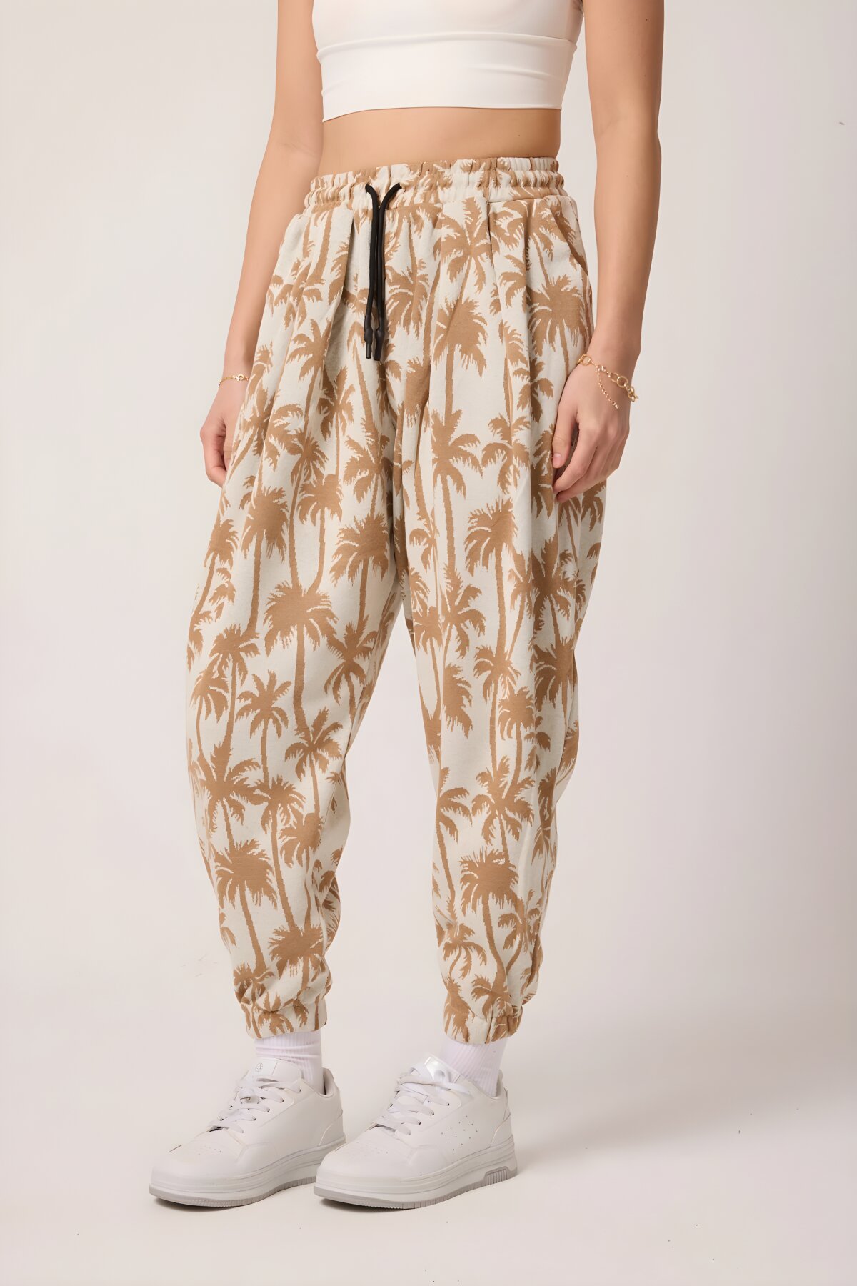 Bej Desenli Jakar Sokak Tarzı Spor Şalvar Pantolon - Mexico Superblue