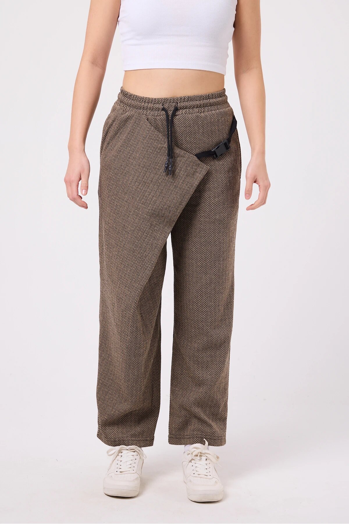 Street Style Baggy Belted Pants - Beige - Mexico Superblue