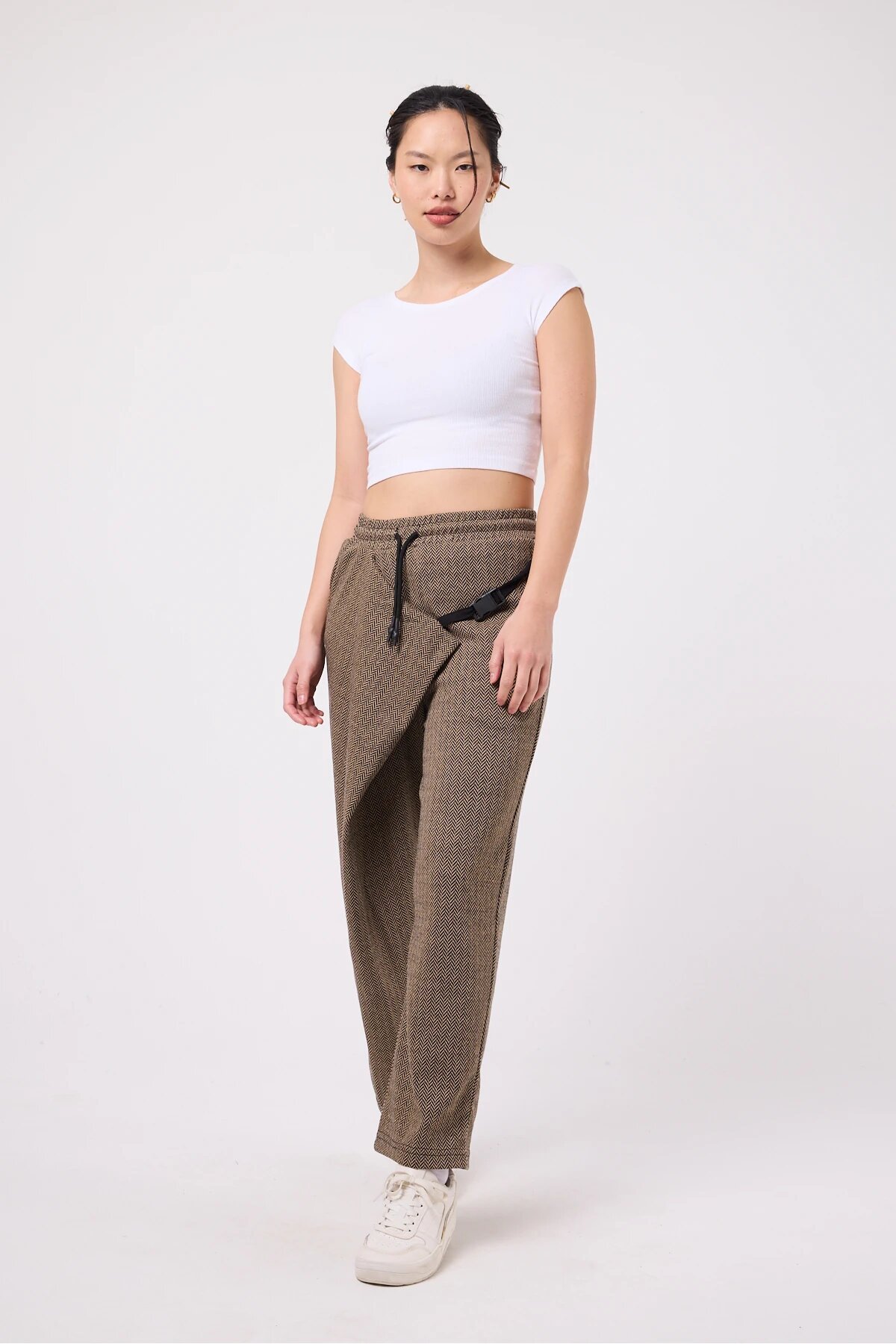 Street Style Baggy Belted Pants - Beige - Mexico Superblue