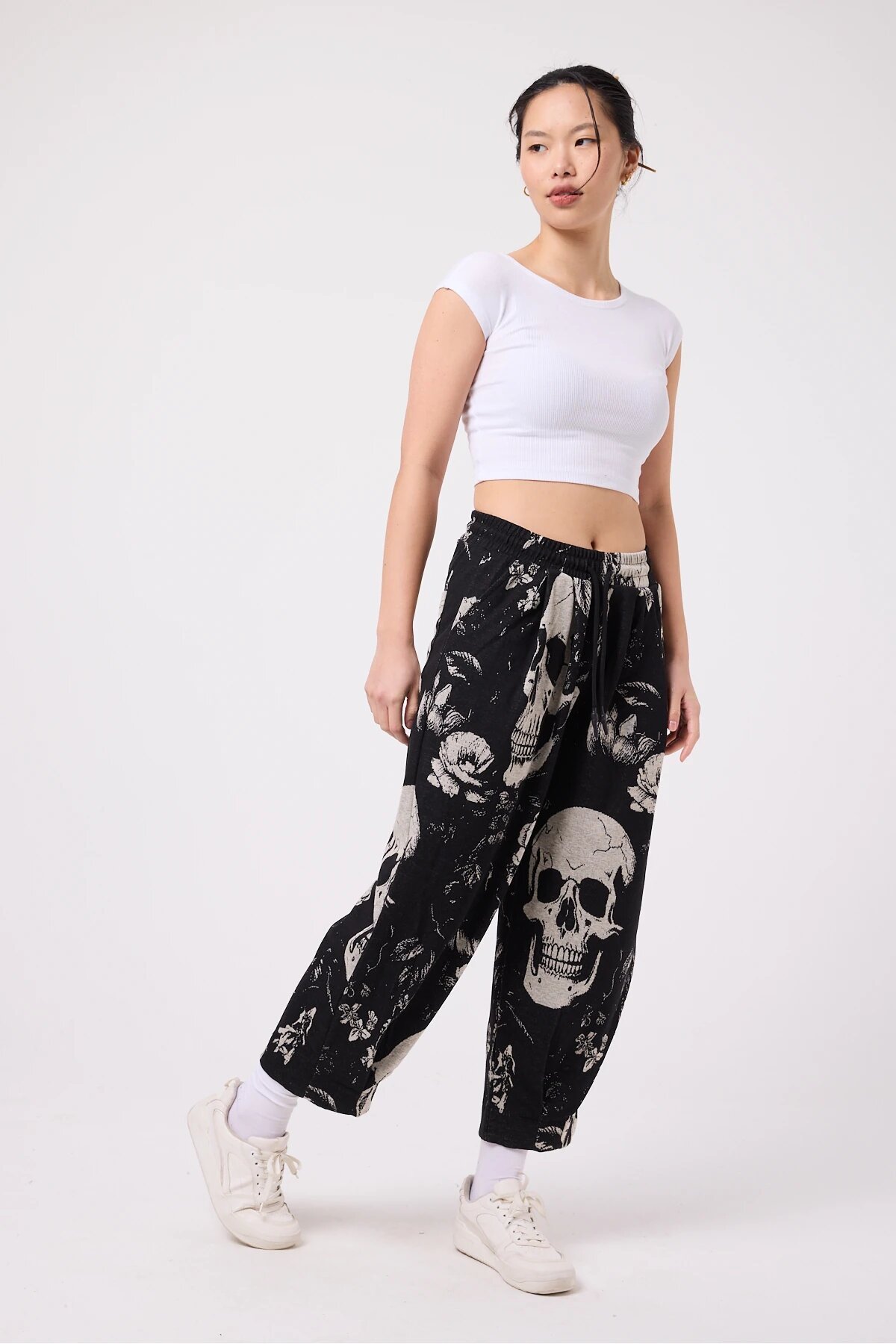 Street Style Baggy Hem-Detail Pants - Beige - Mexico Superblue