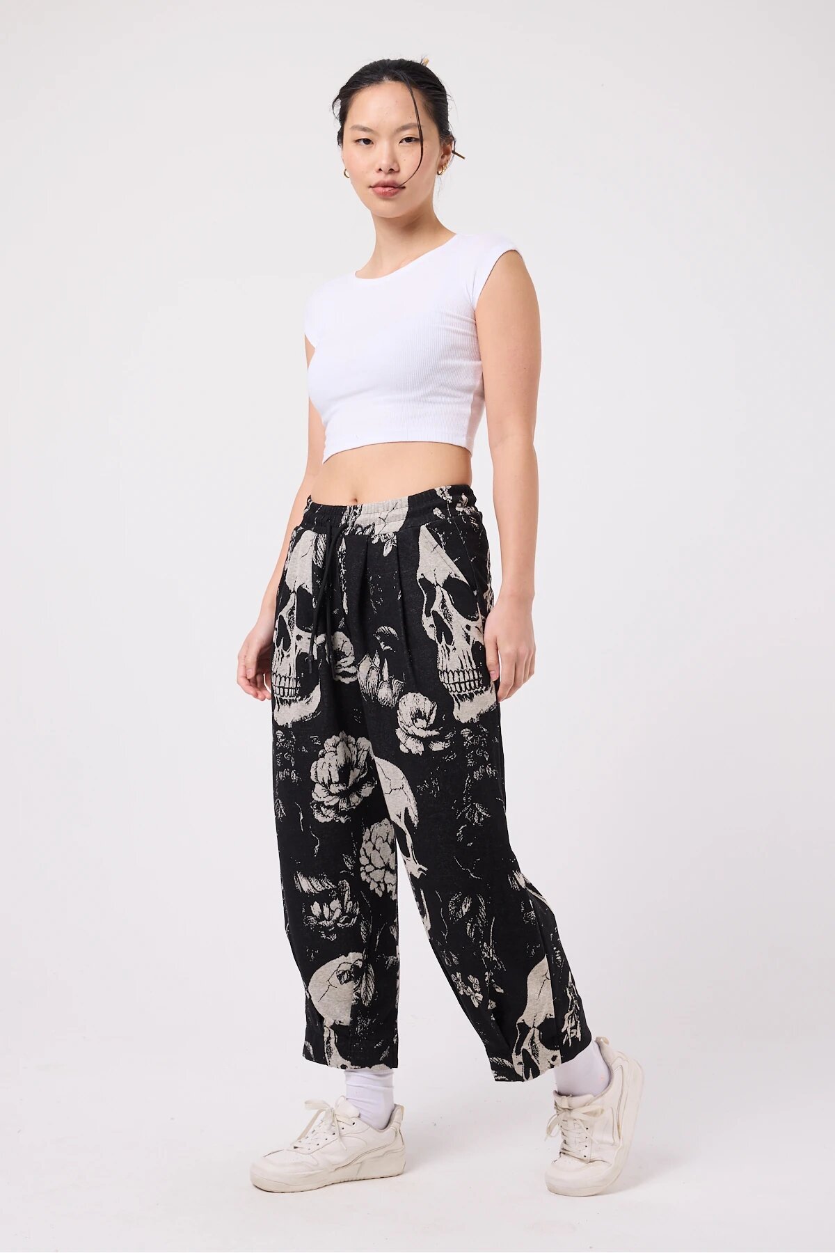 Street Style Baggy Hem-Detail Pants - Beige - Mexico Superblue