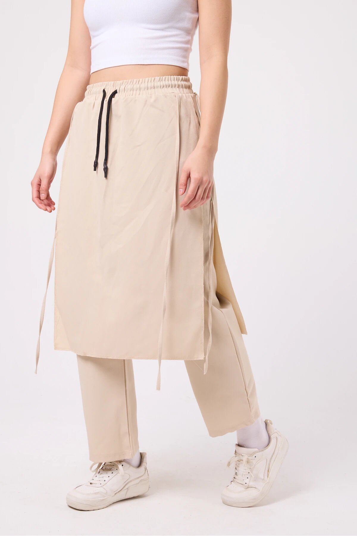 New Generation Japanese Style Samurai Hakama Pants - Beige - Mexico Superblue