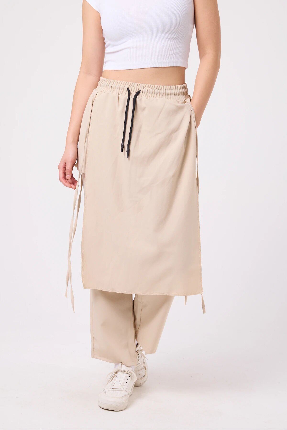 New Generation Japanese Style Samurai Hakama Pants - Beige - Mexico Superblue