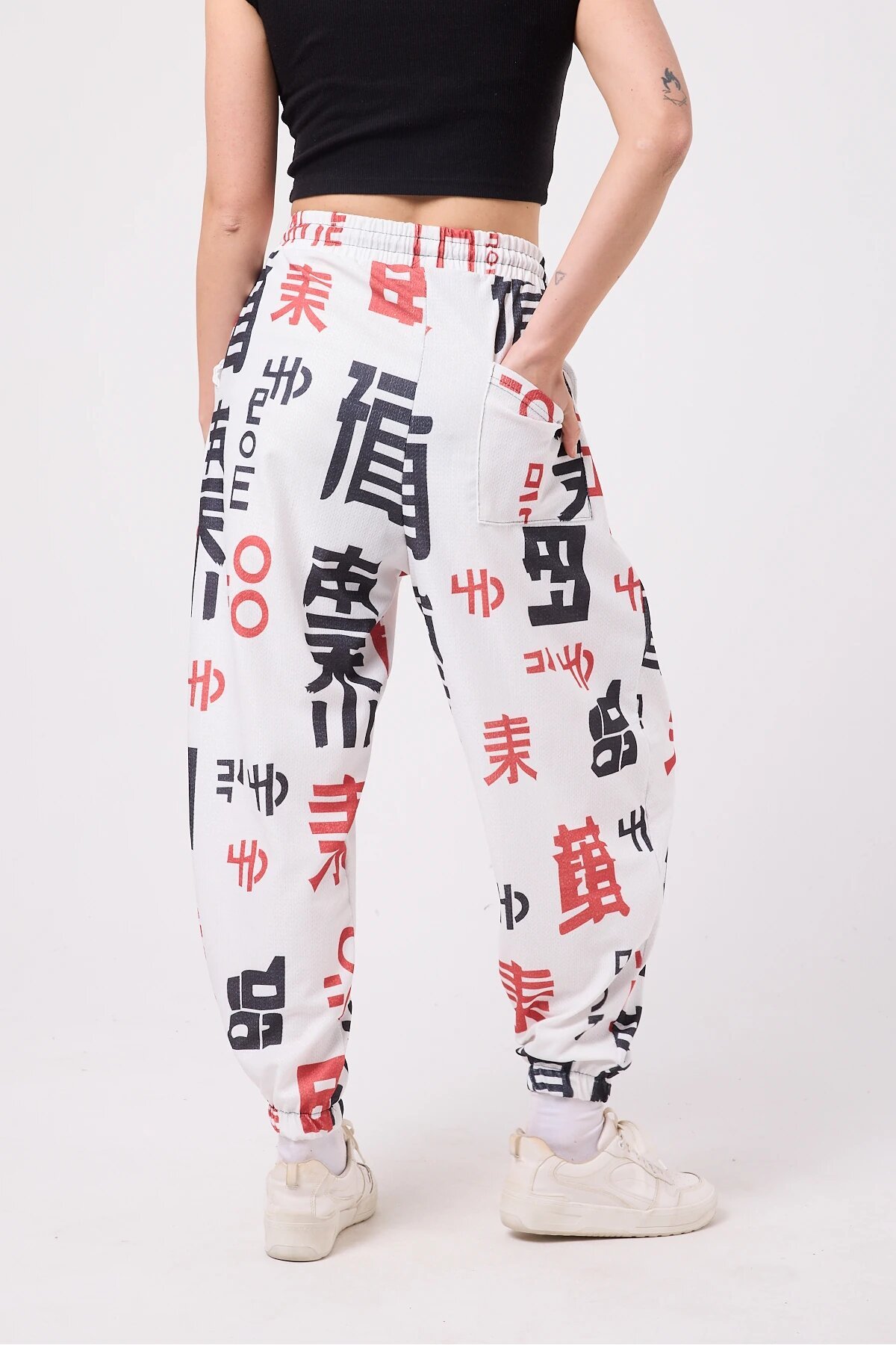 Baggy Sport Printed Seersucker Pants - White - Mexico Superblue