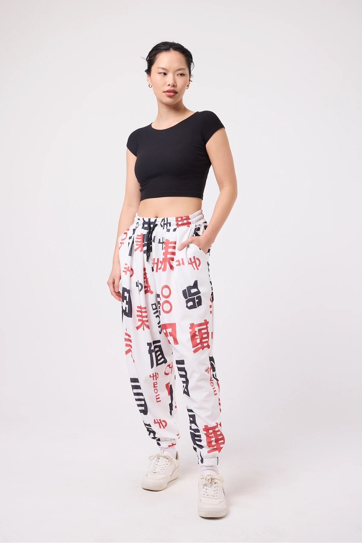 Baggy Sport Printed Seersucker Pants - White - Mexico Superblue