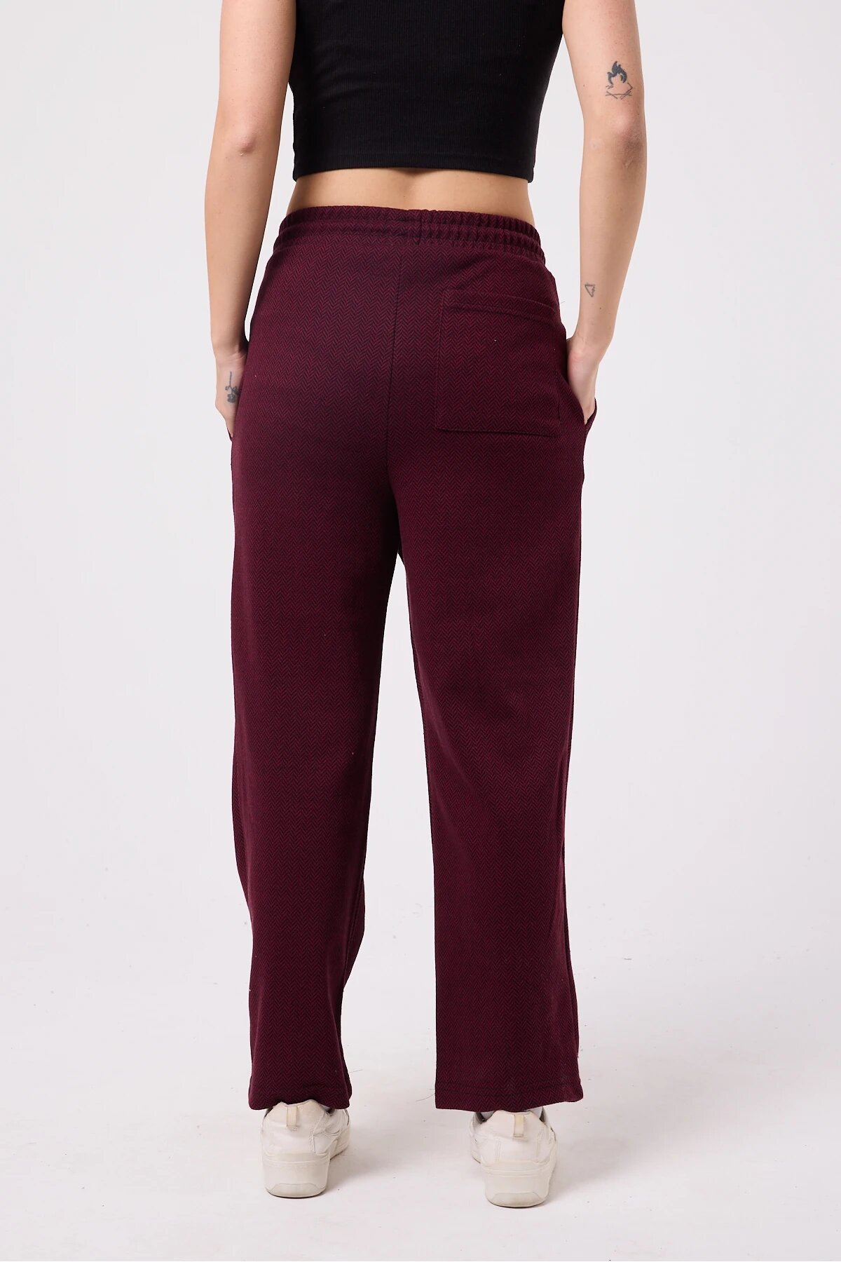 Baggy Street Style Belted Pants - Burgundy - Mexico Superblue