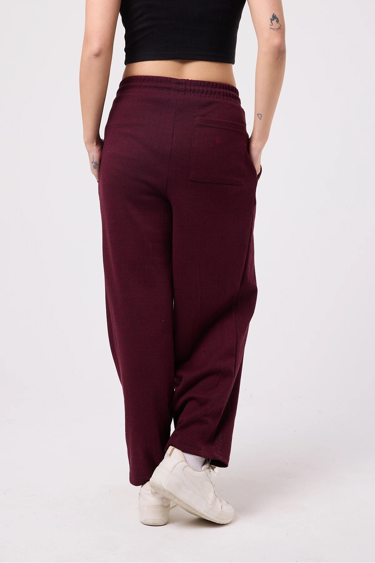 Baggy Street Style Belted Pants - Burgundy - Mexico Superblue