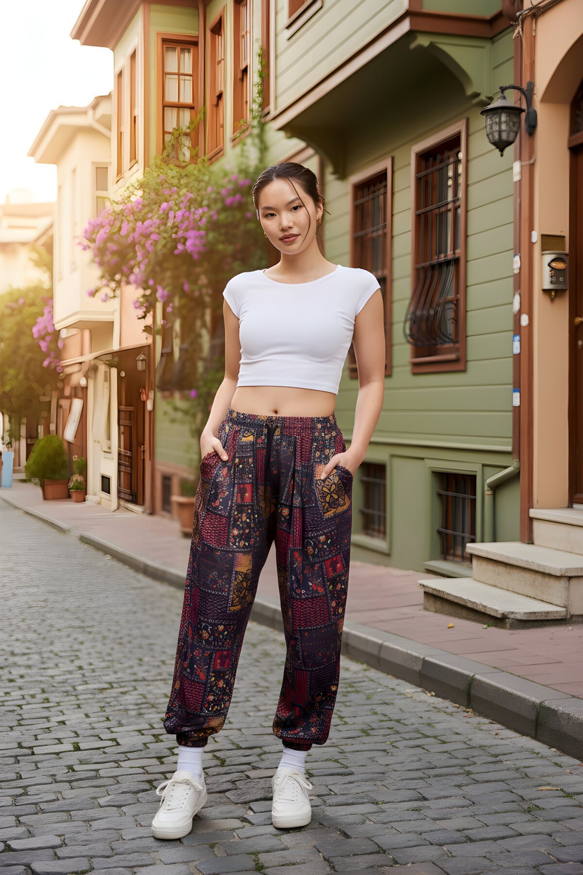 بنطلون شروال رياضي لون بوردو مطبوع قماش بورومجوك - Mexico Superblue