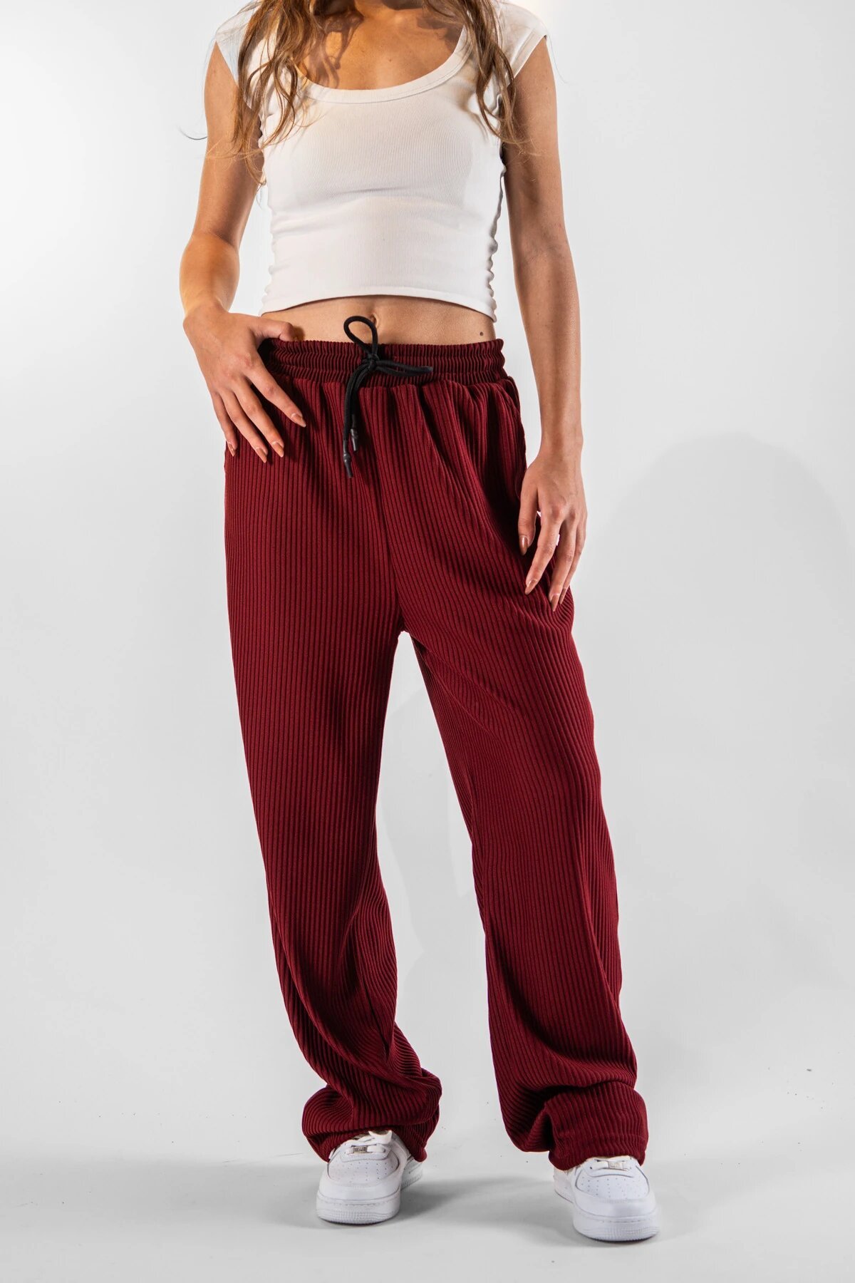 Bordo Fitilli Baggy Pantolon - Mexico Superblue