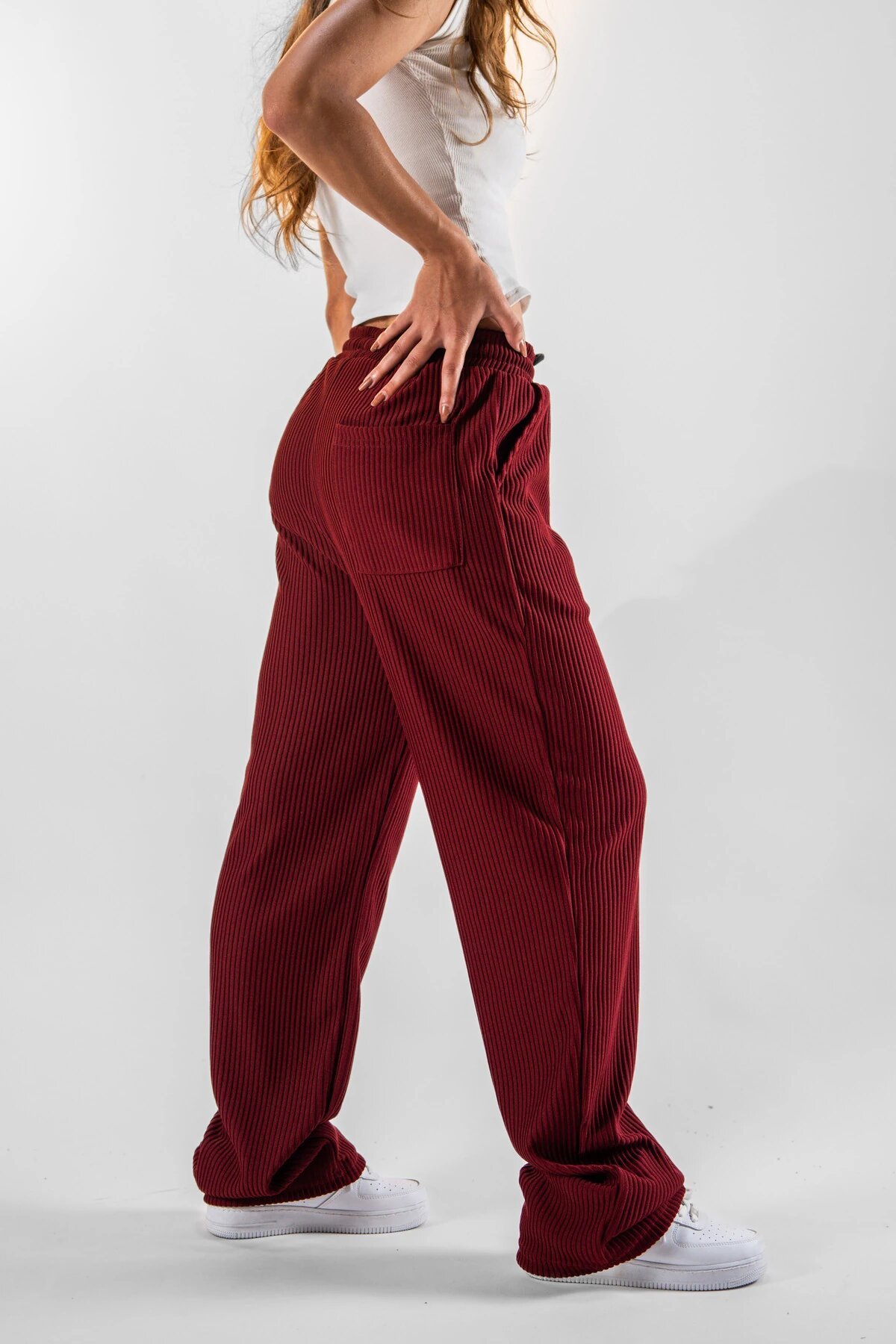 Bordo Fitilli Baggy Pantolon - Mexico Superblue