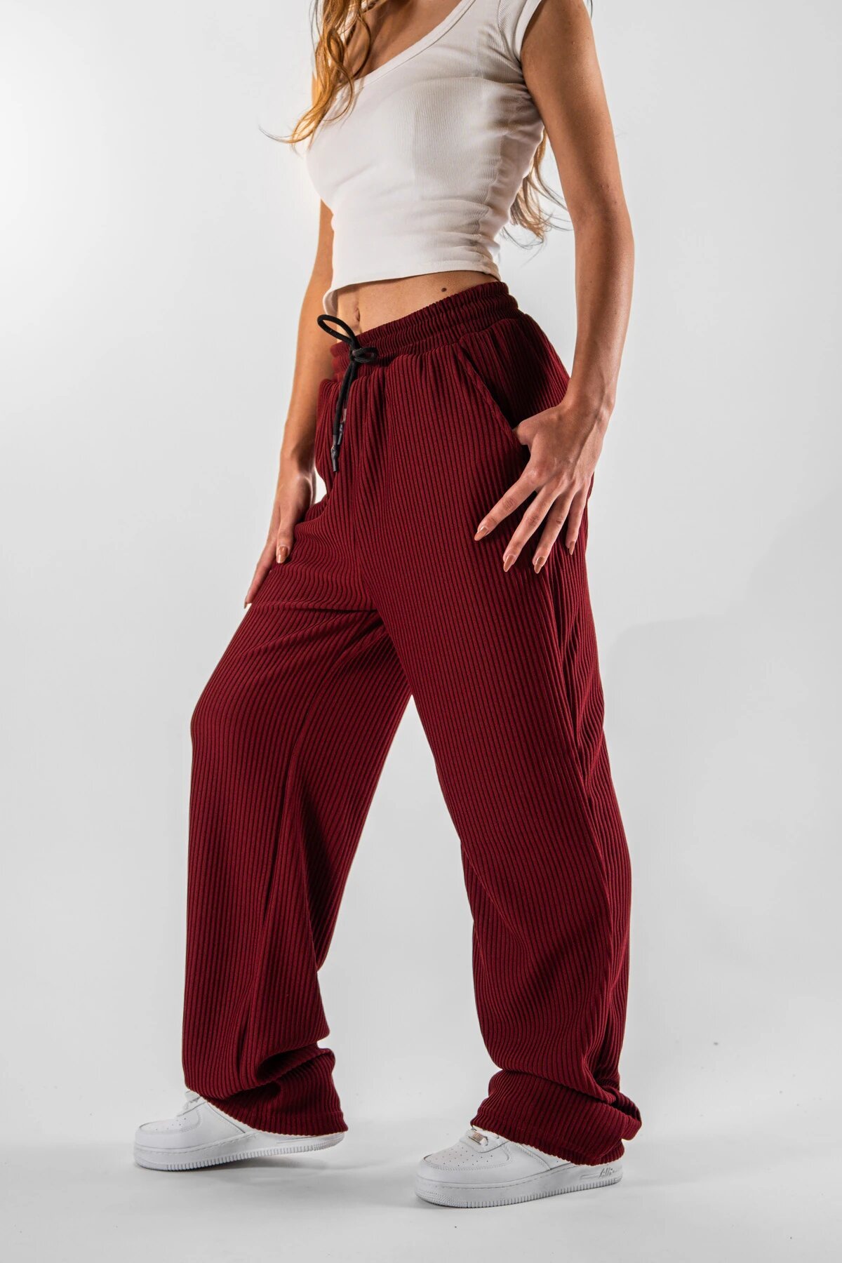 Bordo Fitilli Baggy Pantolon - Mexico Superblue