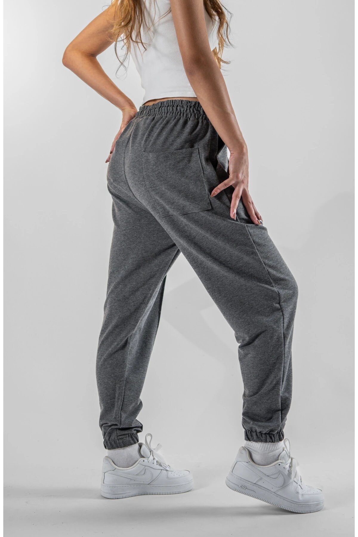 Jogger Cuffed Hem Pants - Smoky Gray - Mexico Superblue
