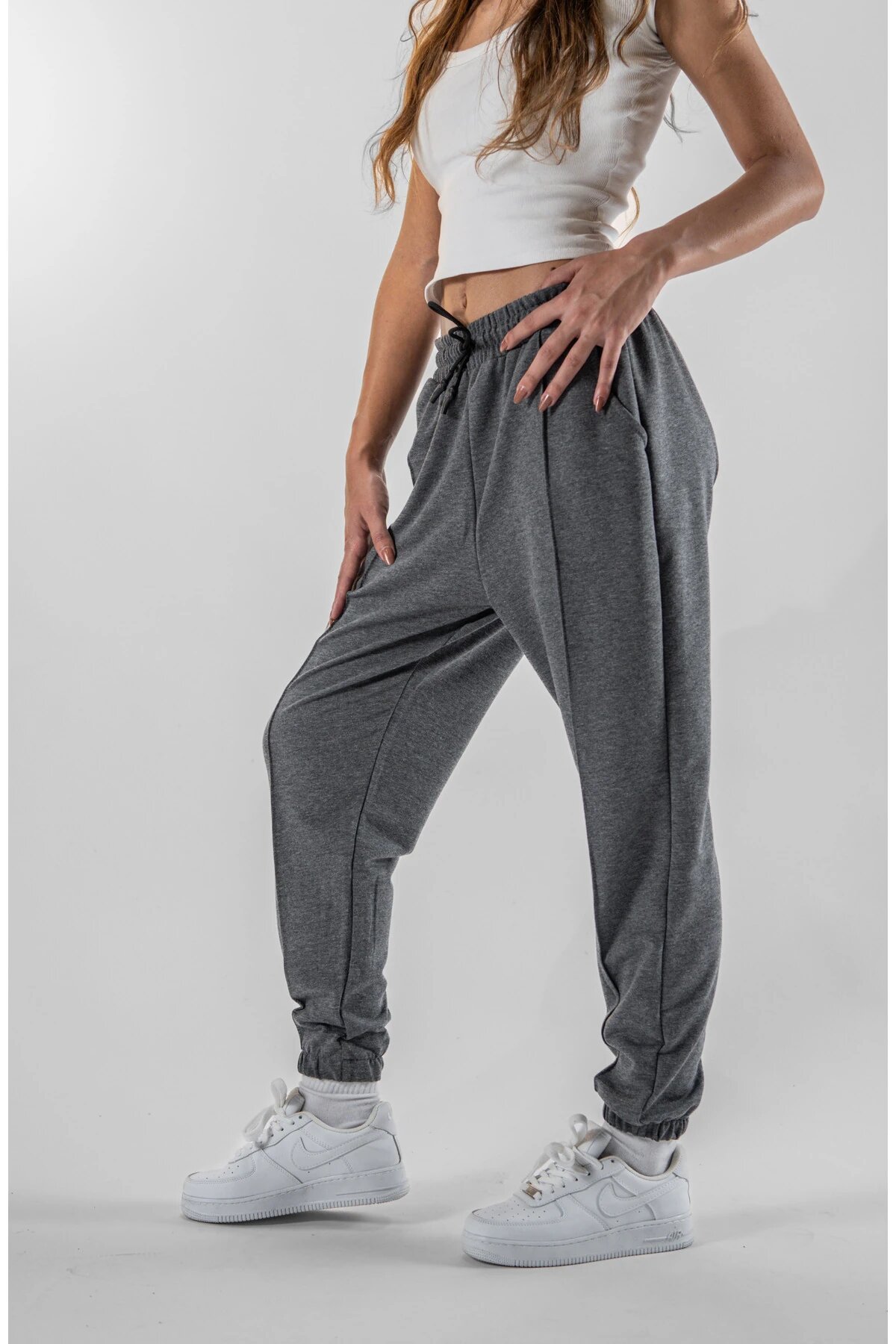 Jogger Cuffed Hem Pants - Smoky Gray - Mexico Superblue