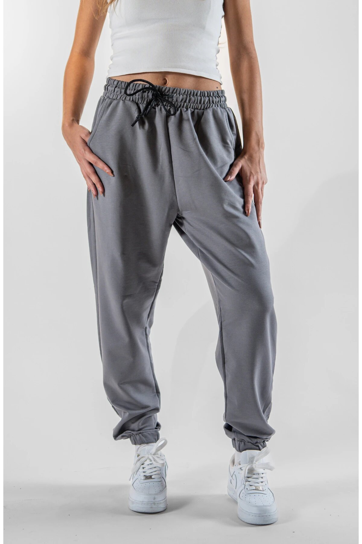 Gri Jogger Paçası Lastikli Pantolon - Mexico Superblue