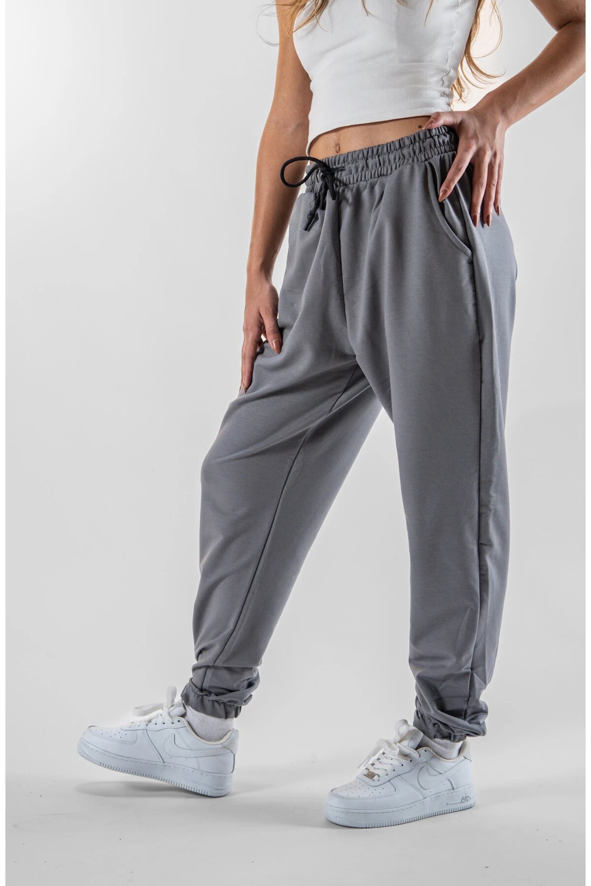 Gri Jogger Paçası Lastikli Pantolon - Mexico Superblue