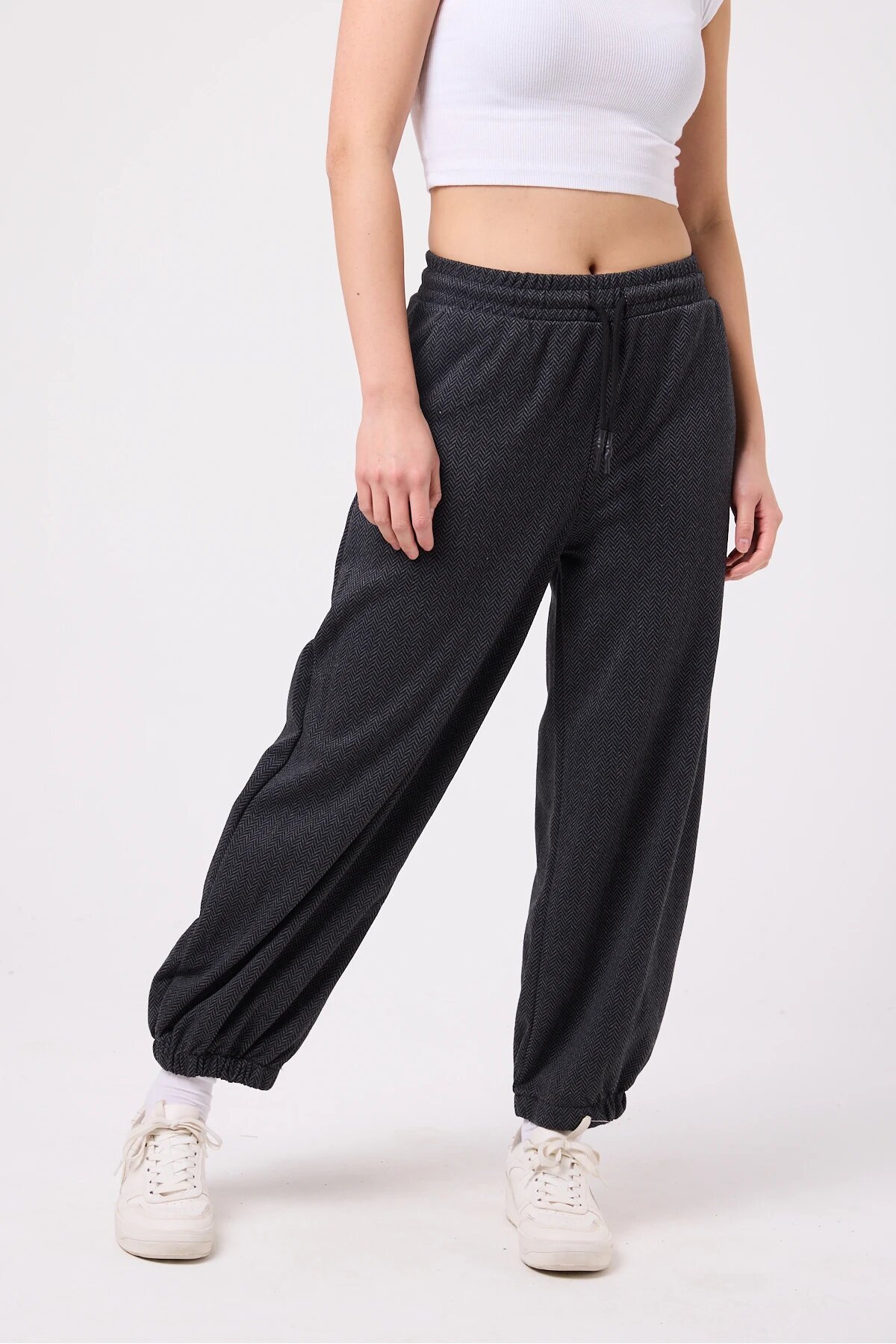 Gri Sokak Tarzı Baggy Paçası Lastikli Pantolon - Mexico Superblue