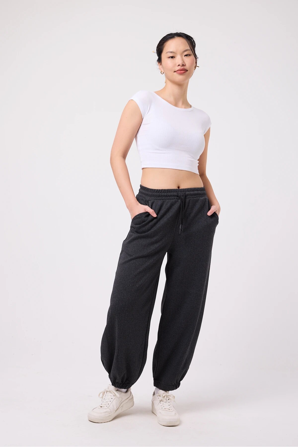 Gri Sokak Tarzı Baggy Paçası Lastikli Pantolon - Mexico Superblue