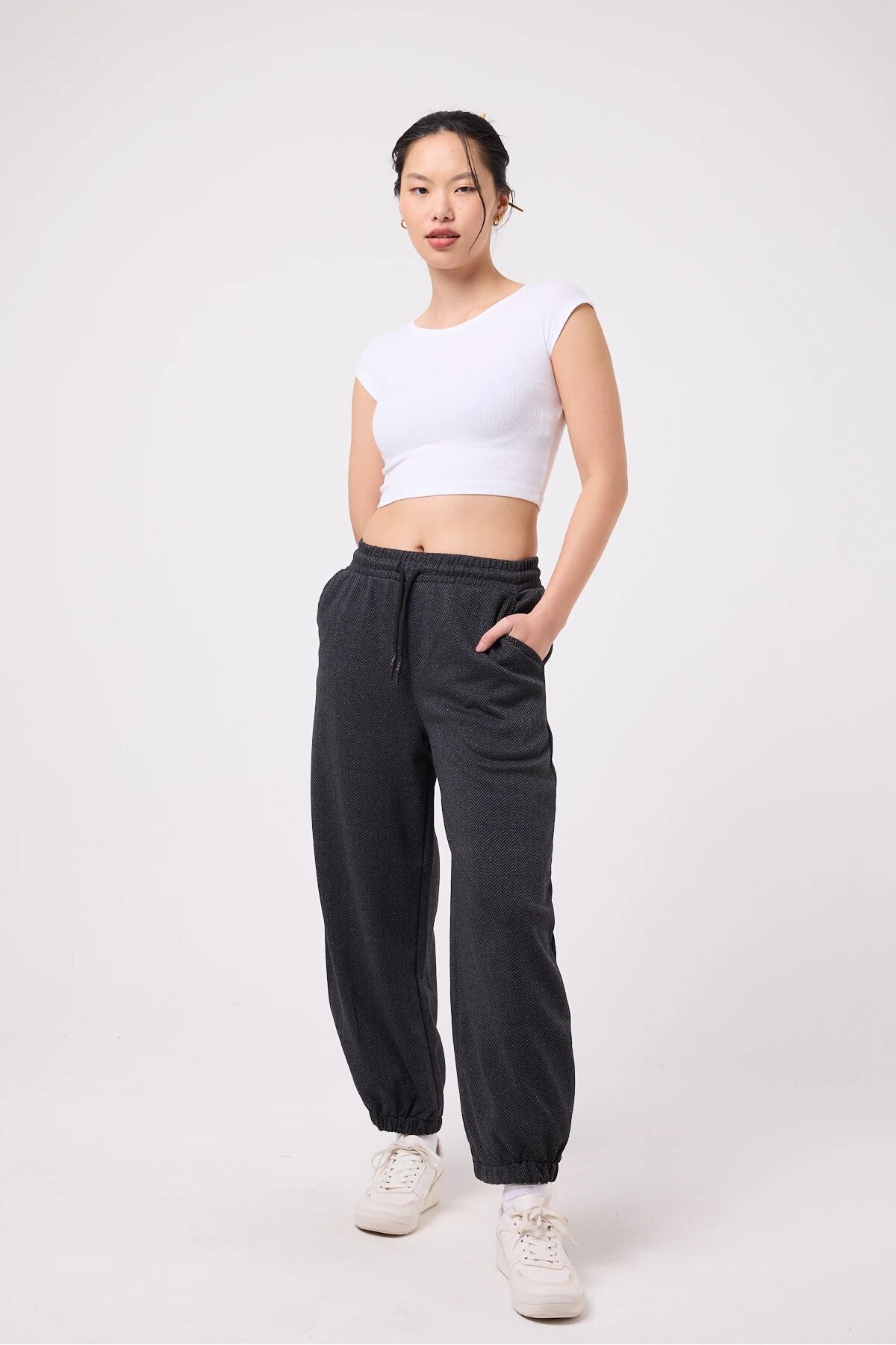 Gri Sokak Tarzı Baggy Paçası Lastikli Pantolon - Mexico Superblue