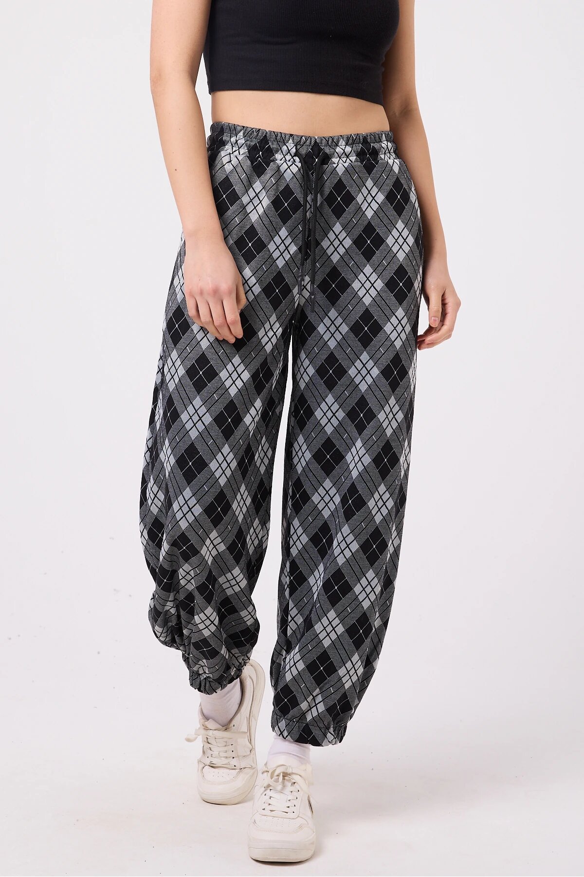 Gümüş Sokak Tarzı Baggy Paçası Lastikli Pantolon - Mexico Superblue