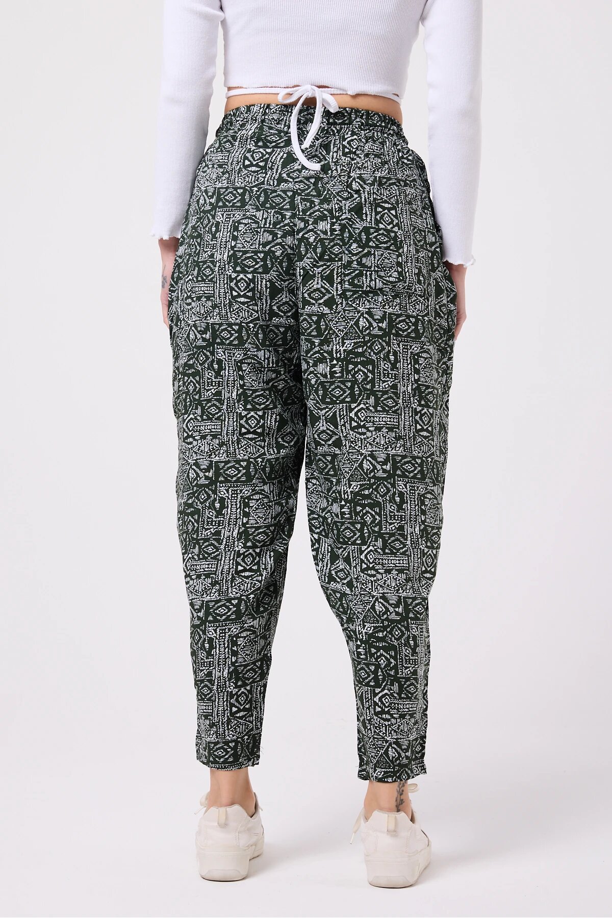 Haki Baskılı Sokak Tarzı Spor Bürümcük Şalvar Pantolon - Mexico Superblue