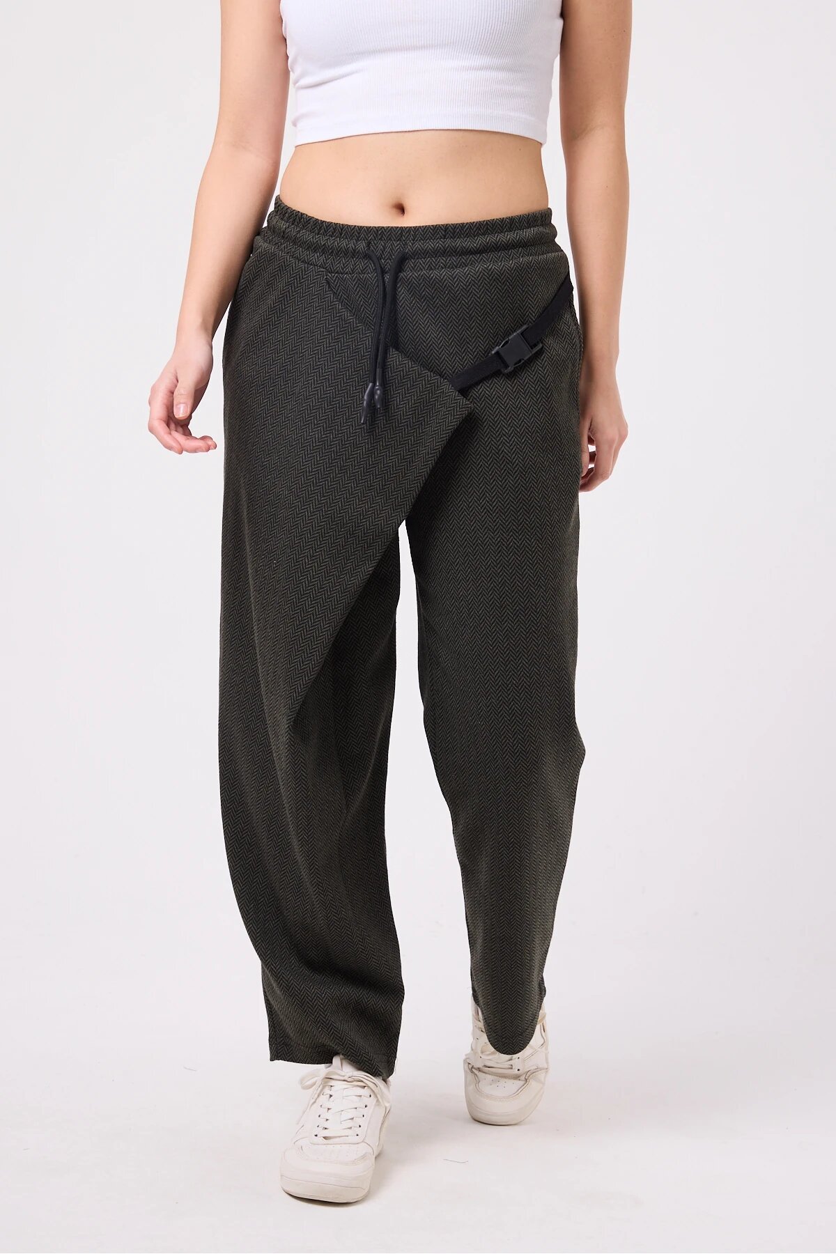 Street Style Baggy Belted Pants - Khaki - Mexico Superblue