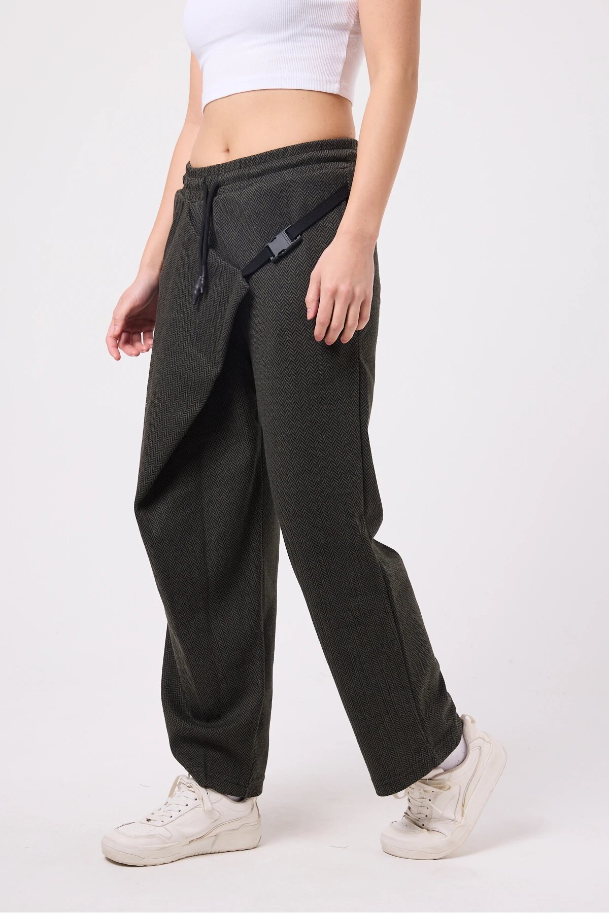 Street Style Baggy Belted Pants - Khaki - Mexico Superblue