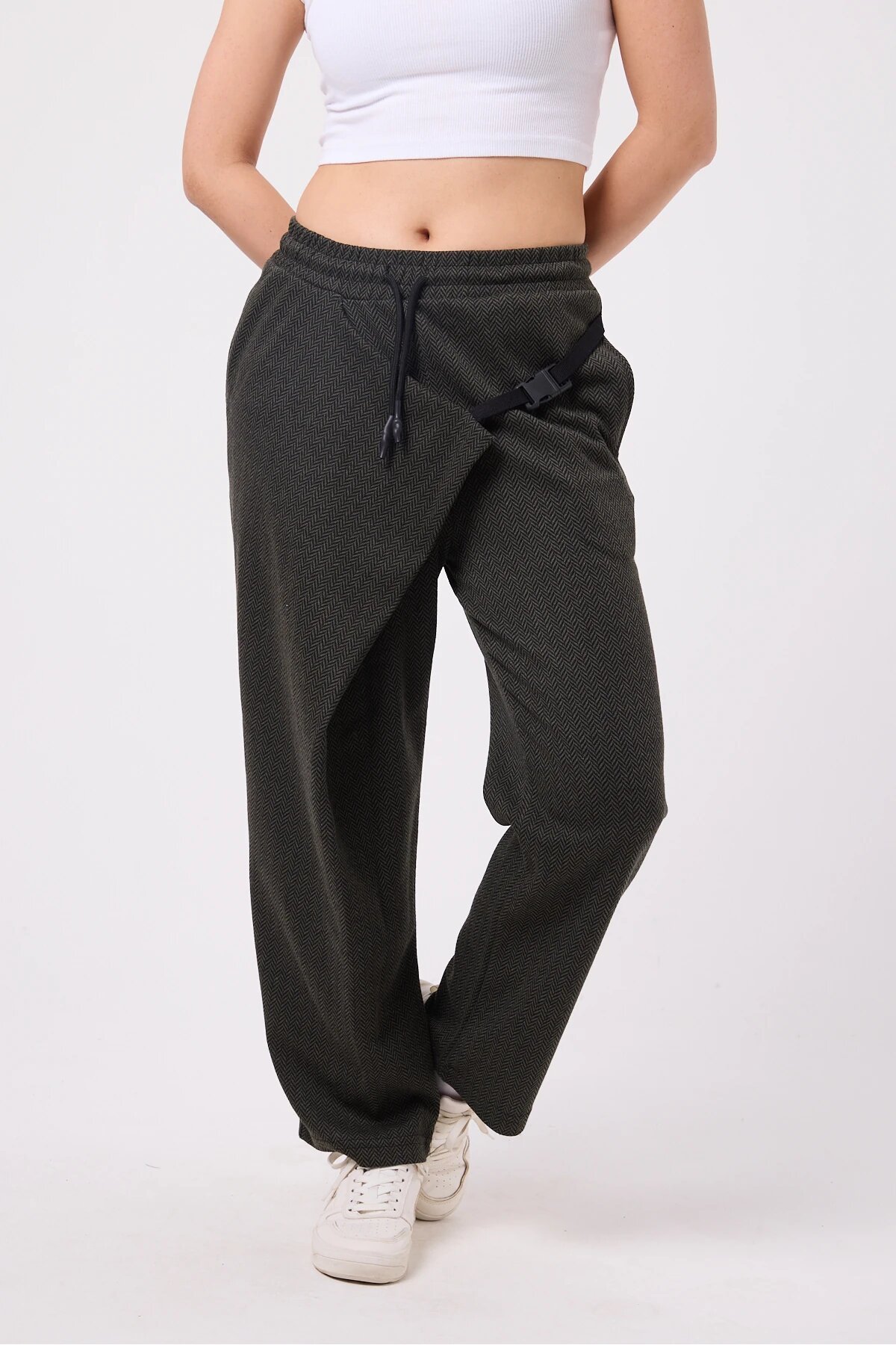 Street Style Baggy Belted Pants - Khaki - Mexico Superblue
