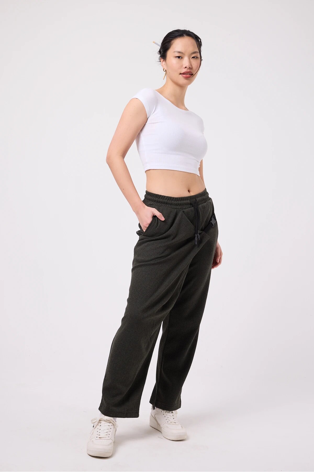 Street Style Baggy Belted Pants - Khaki - Mexico Superblue