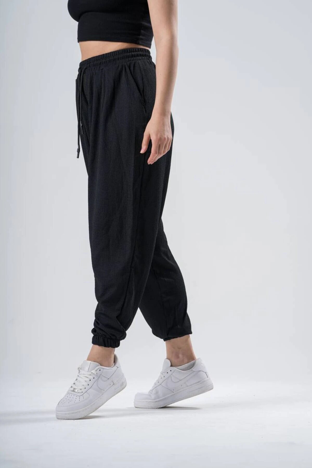 Carrot Harem-style Black Elasticated Waist Pants - Brown - Mexico Superblue