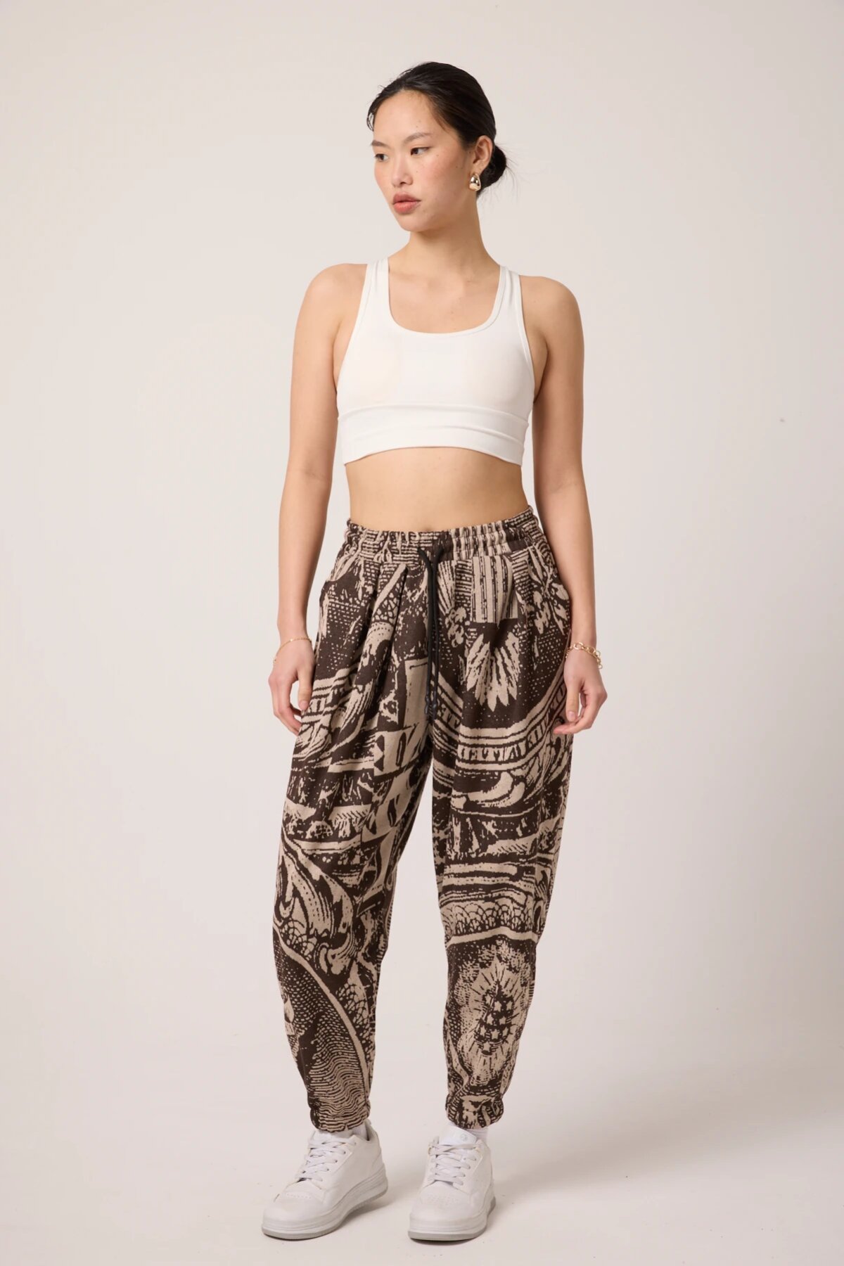 Street Style Sport Salwar Jacquard Pants - Brown - Mexico Superblue