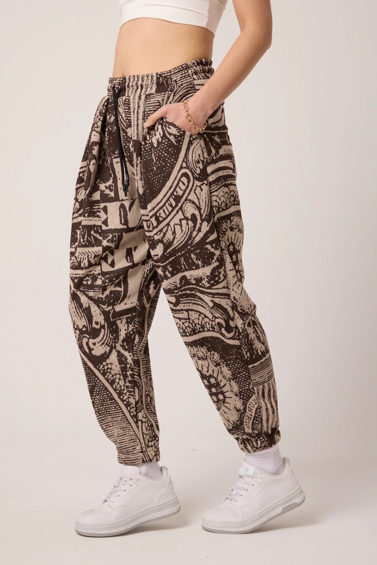 Street Style Sport Salwar Jacquard Pants - Brown - Mexico Superblue