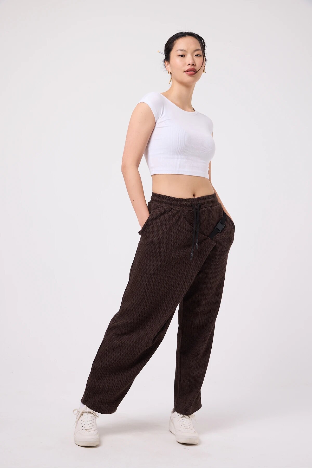 Kahverengi Sokak Tarzı Baggy Kuşaklı Pantolon - Mexico Superblue