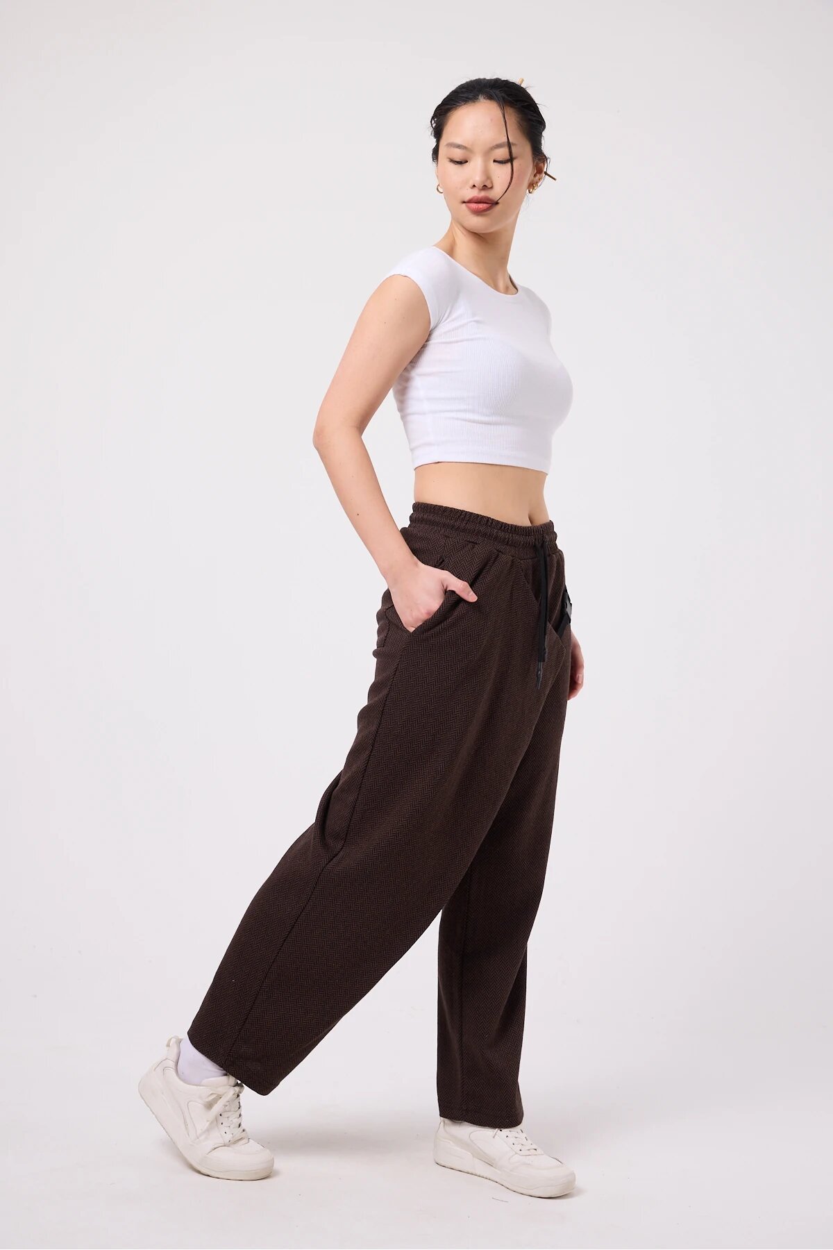 Kahverengi Sokak Tarzı Baggy Kuşaklı Pantolon - Mexico Superblue