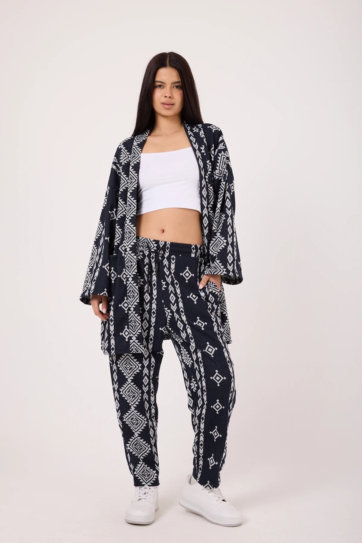 Lacivert Yeni Stil Japanese Style Kimano Pantolon - Mexico Superblue
