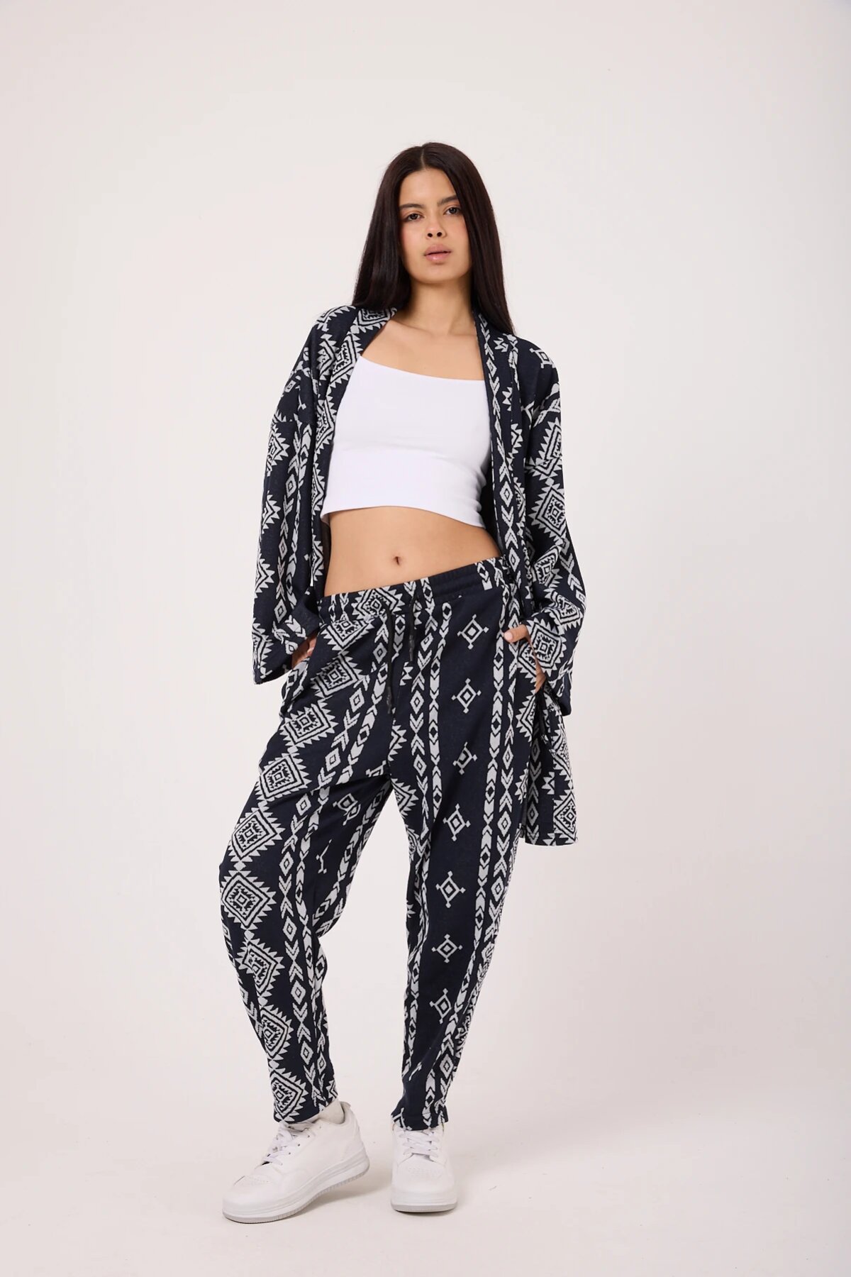 Lacivert Yeni Stil Japanese Style Kimano Pantolon - Mexico Superblue