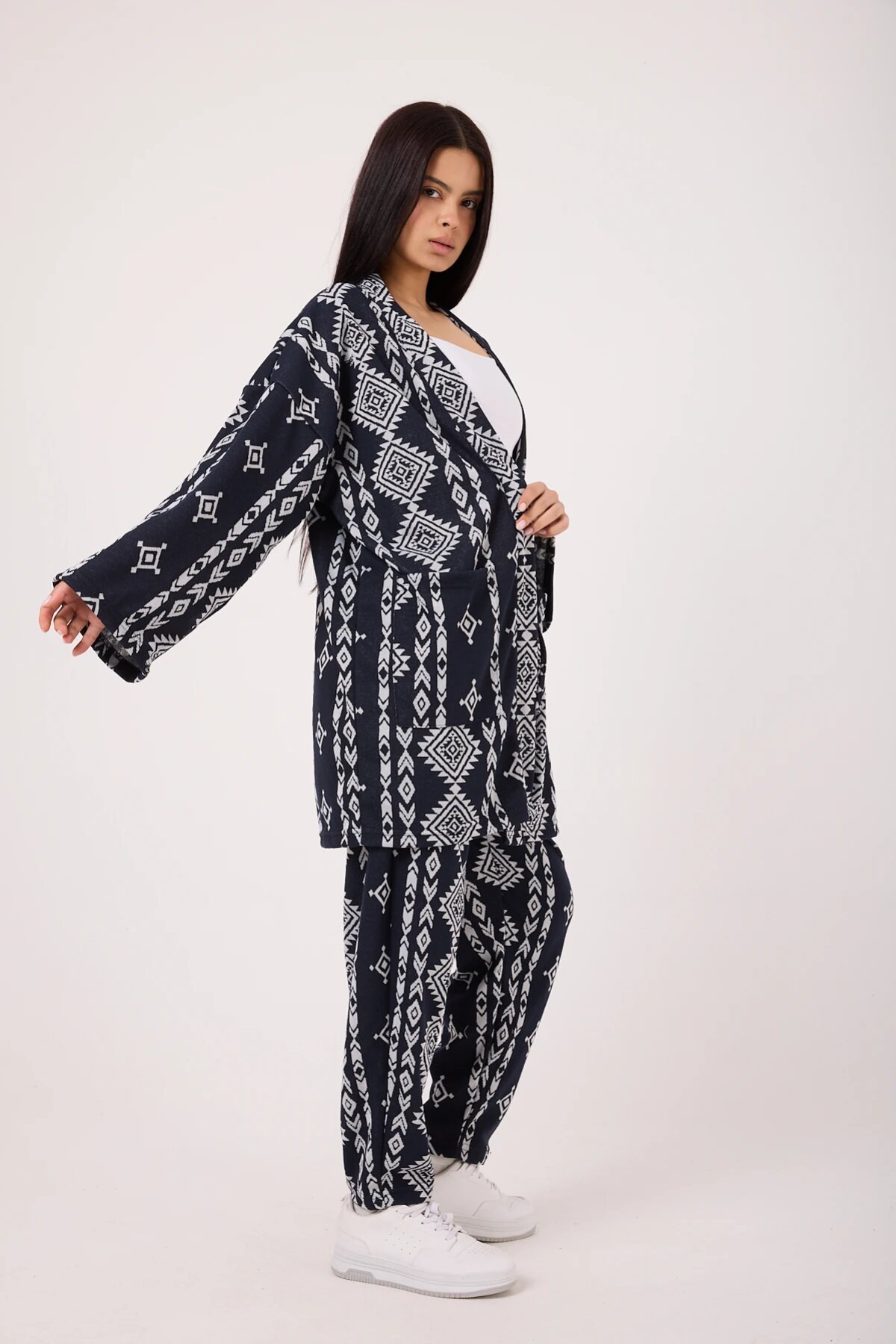 Lacivert Yeni Stil Japanese Style Kimano Pantolon - Mexico Superblue