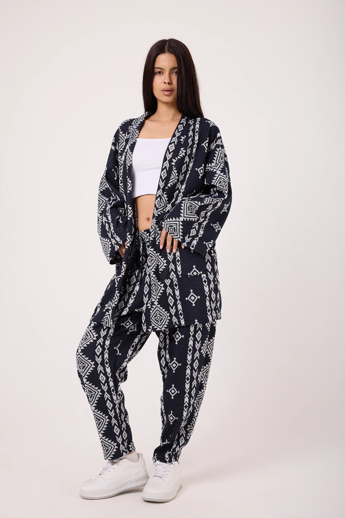 Lacivert Yeni Stil Japanese Style Kimano Pantolon - Mexico Superblue