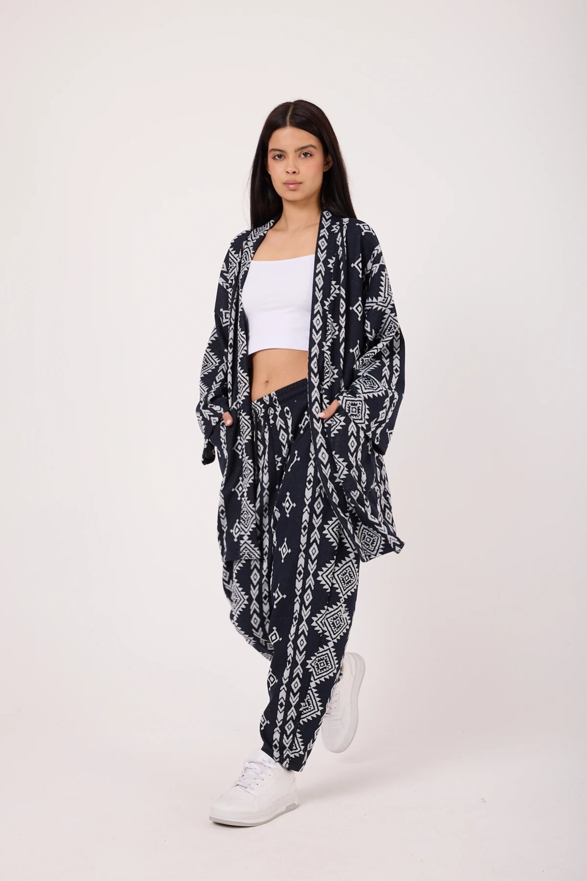 Lacivert Yeni Stil Japanese Style Kimano Pantolon - Mexico Superblue
