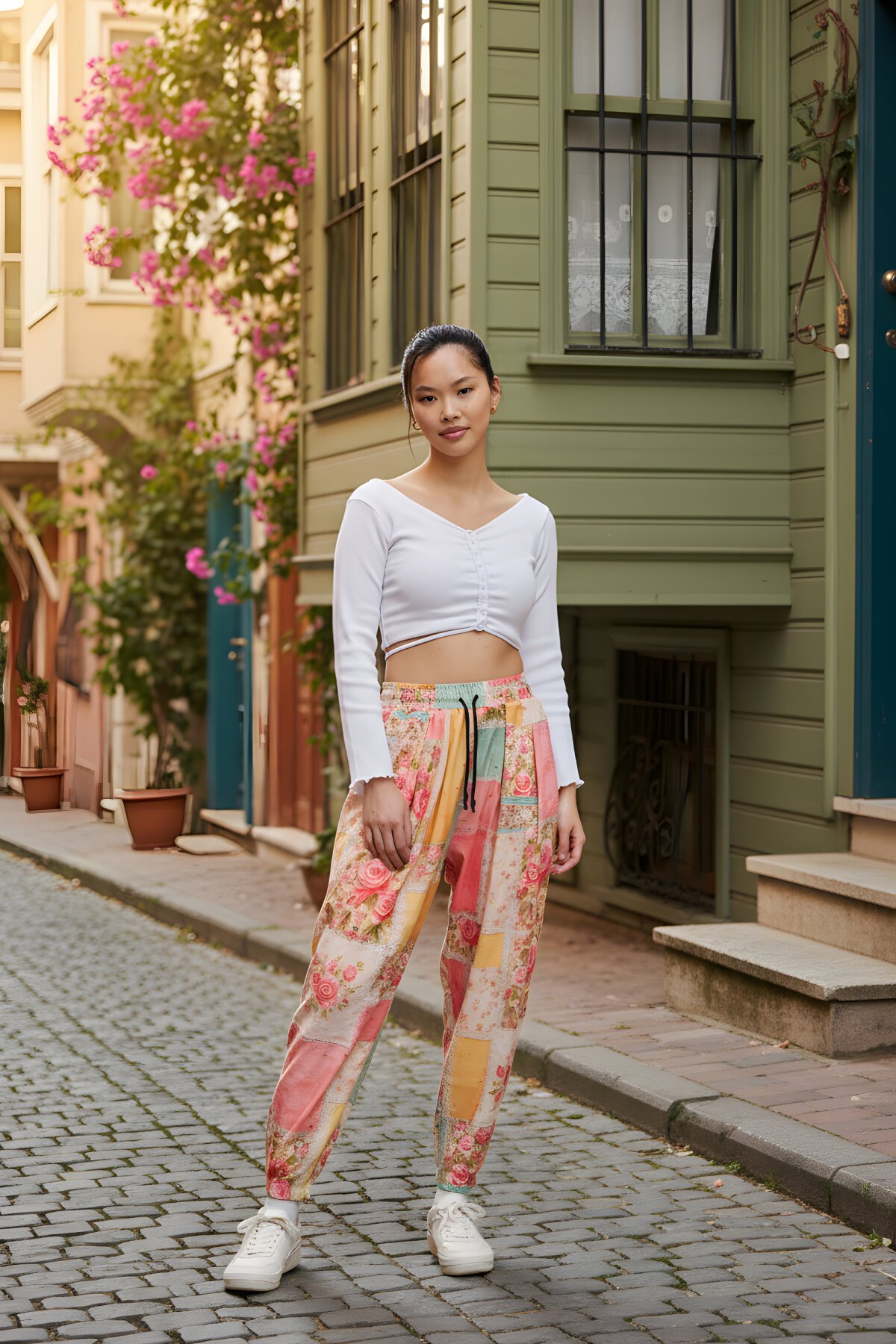 بنطال شروال رياضي بنمط الشارع وردي مطبوع قماش مجعد - Mexico Superblue