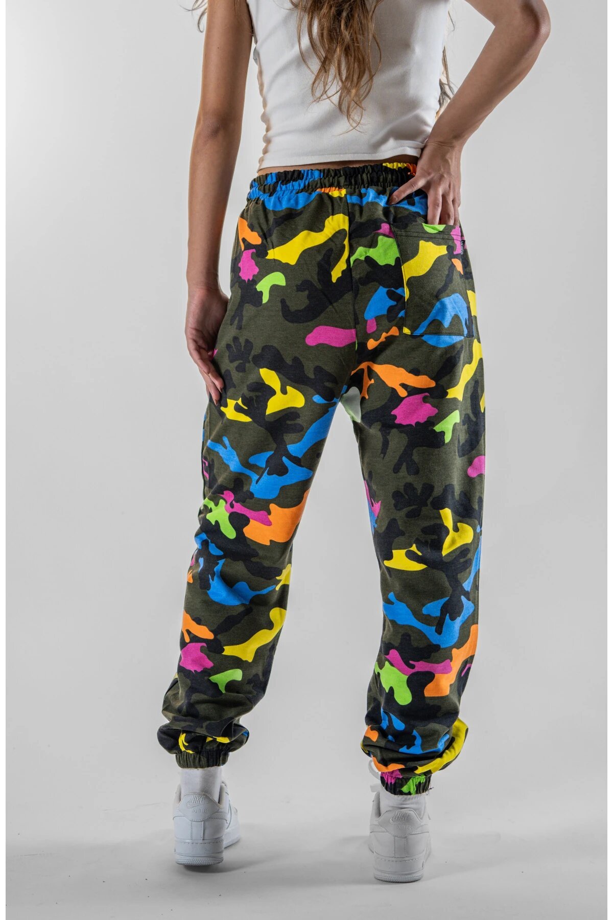 Renkli Kamuflaj Jogger Paçası Lastiklili Pantolon - Mexico Superblue