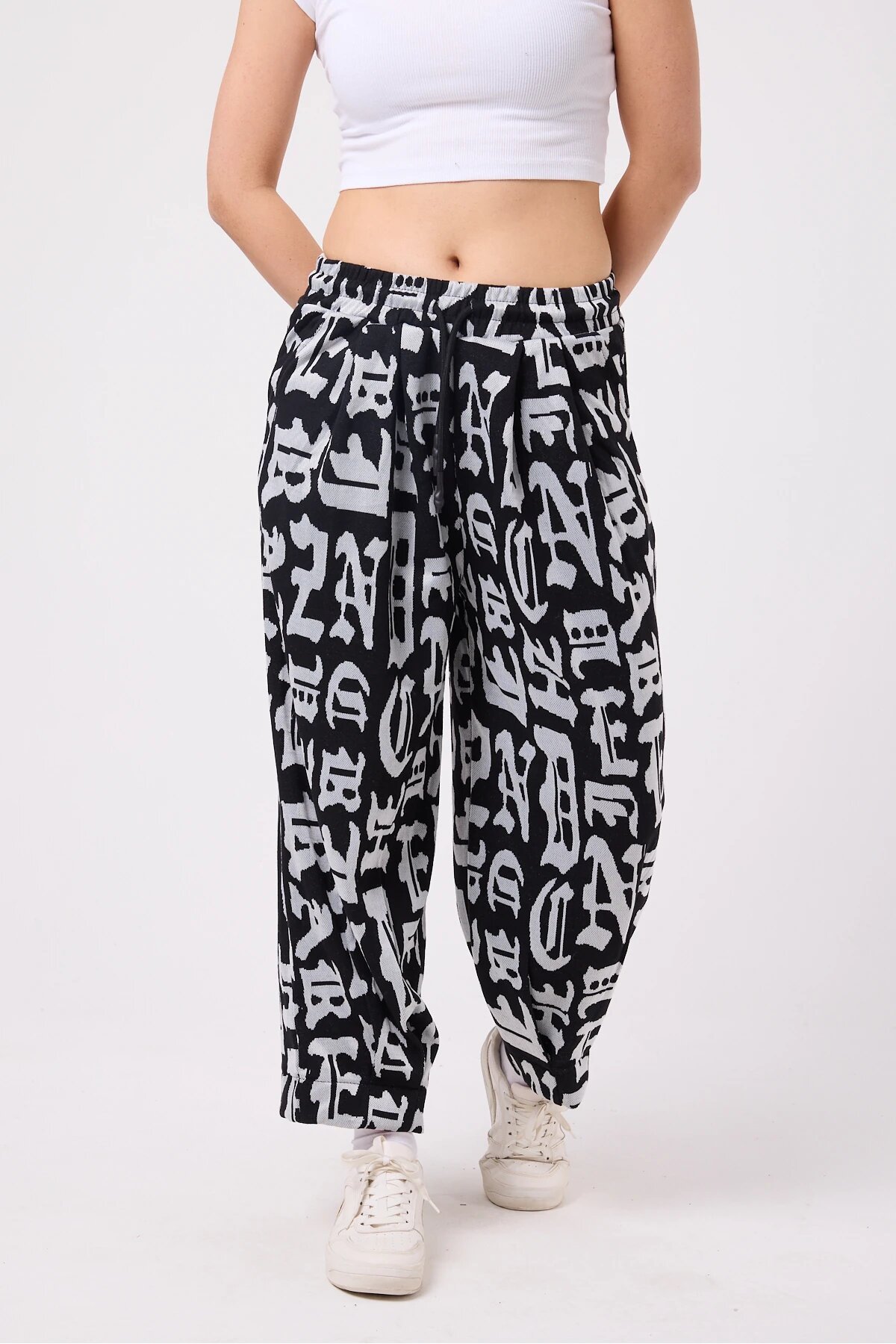 Baggy Street Style Hem Detail Pants - Multi-color - Mexico Superblue