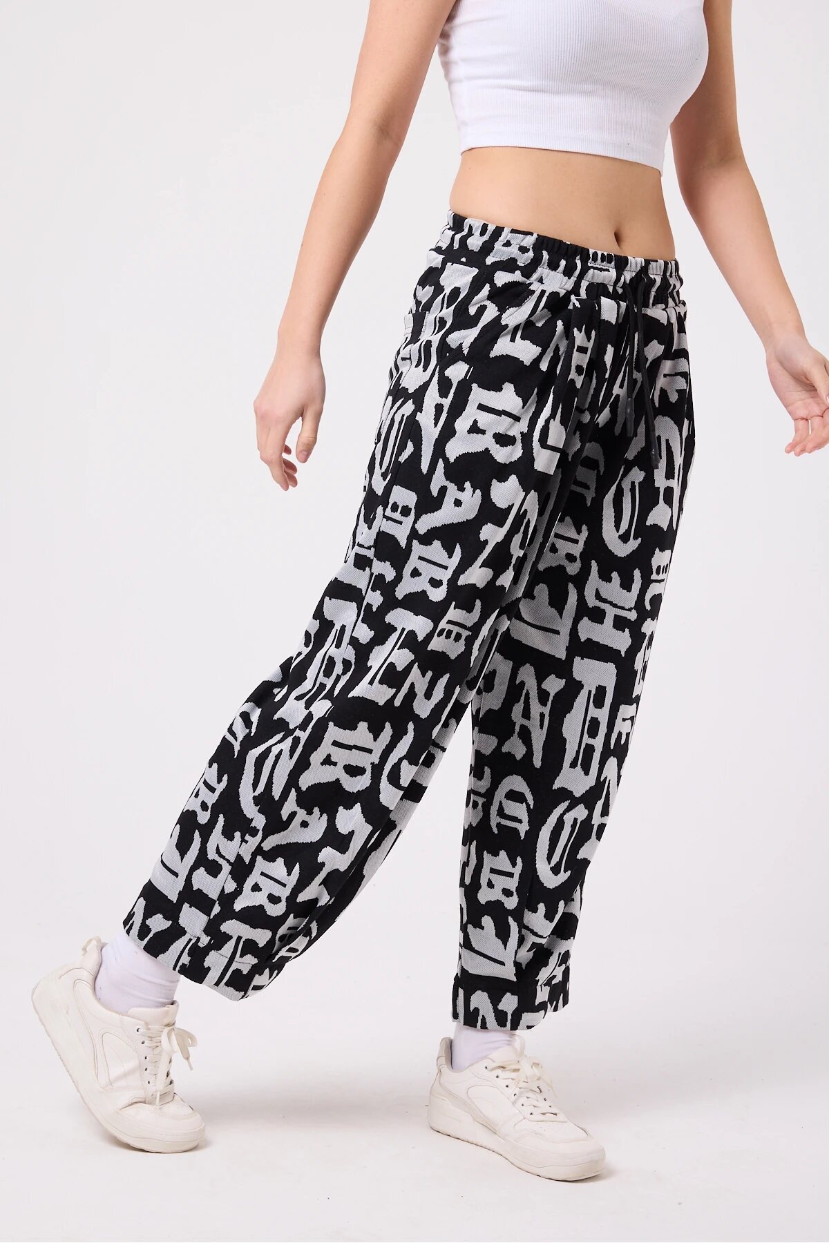 Baggy Street Style Hem Detail Pants - Multi-color - Mexico Superblue