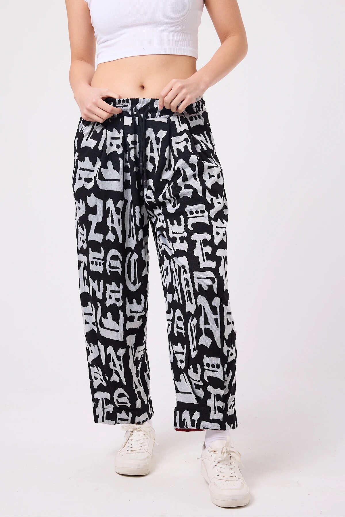 Baggy Street Style Hem Detail Pants - Multi-color - Mexico Superblue