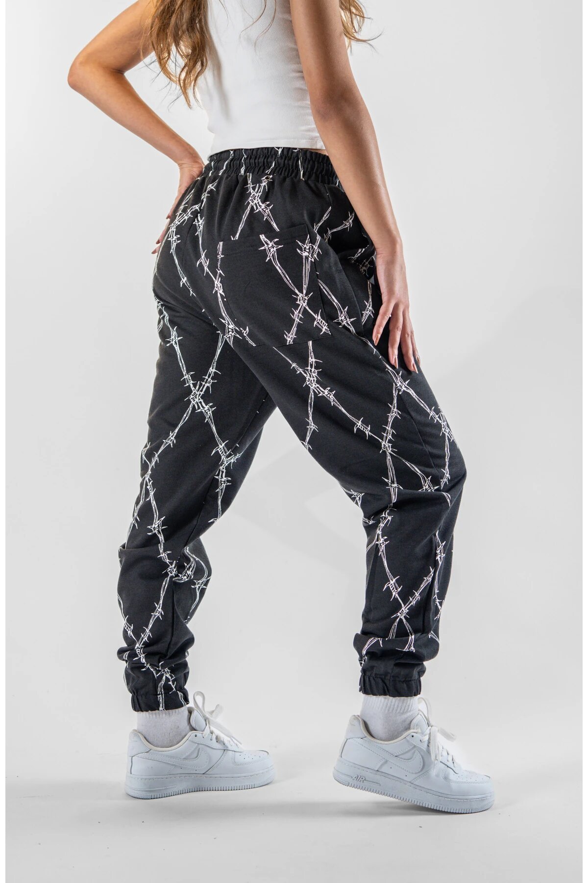 Siyah Dijital Baskılı Jogger Paçası Lastikli Pantolon - Mexico Superblue