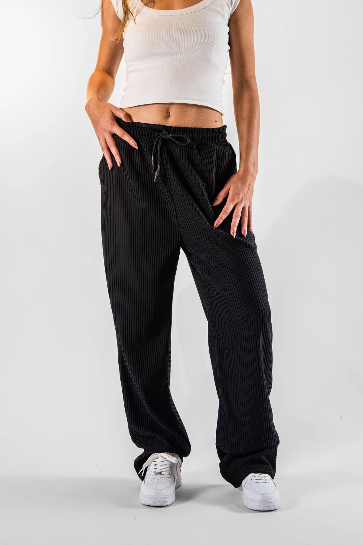Siyah Fitilli Baggy Pantolon - Mexico Superblue
